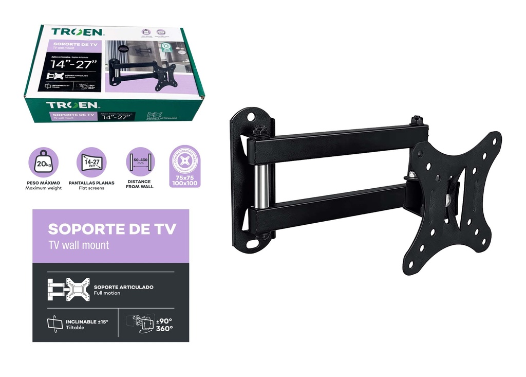 SOPORTE PARA TV MOVIBLE 14-27" TROEN 10-043