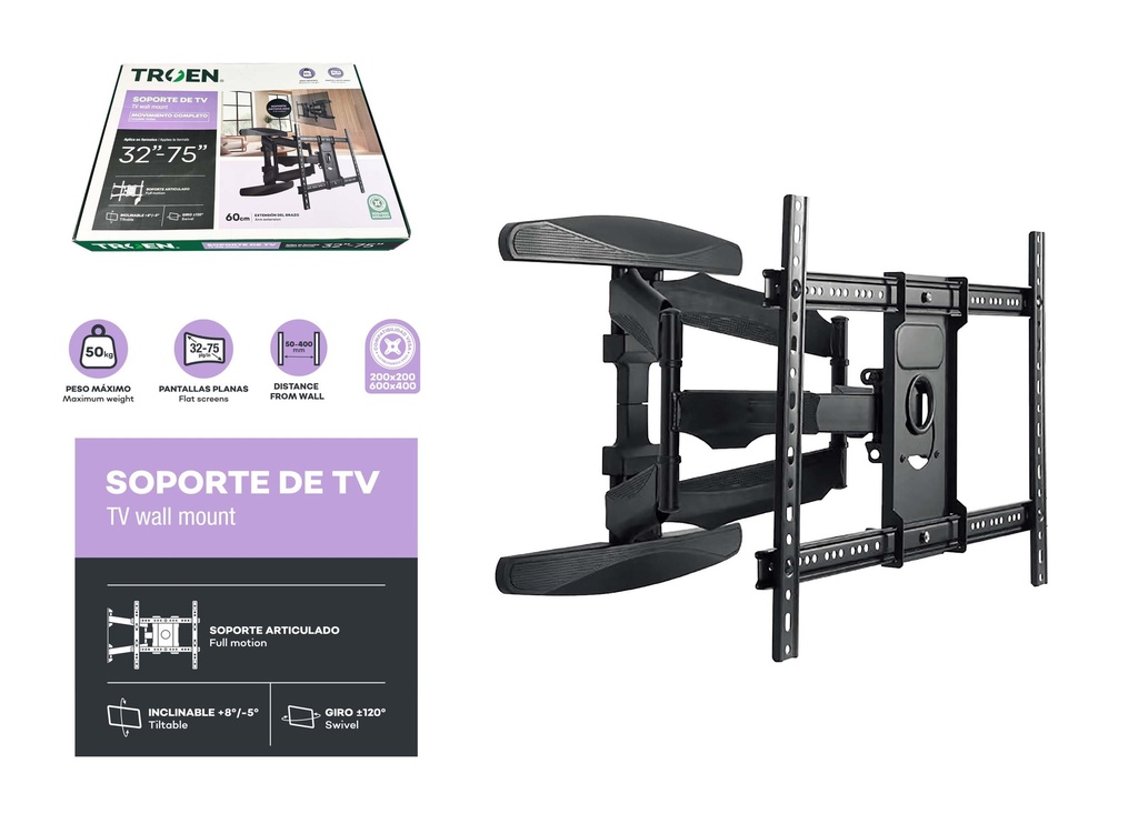 SOPORTE PARA TV MOVIBLE 32-75" TROEN 10-041