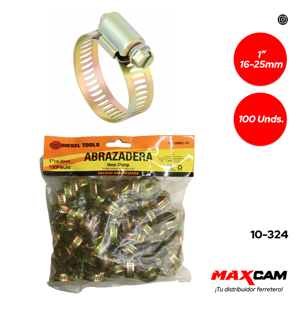 ABRAZADERA 1" x 100 PCS DIESEL TOOLS 10-324