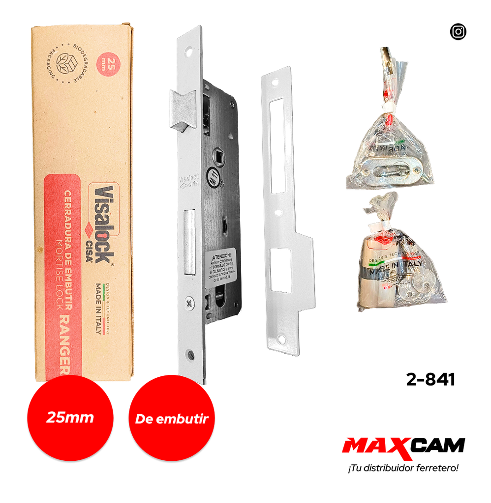 [2-841] CERRADURA EMBUTIR 25MM RANGER VISALOCK 2-841
