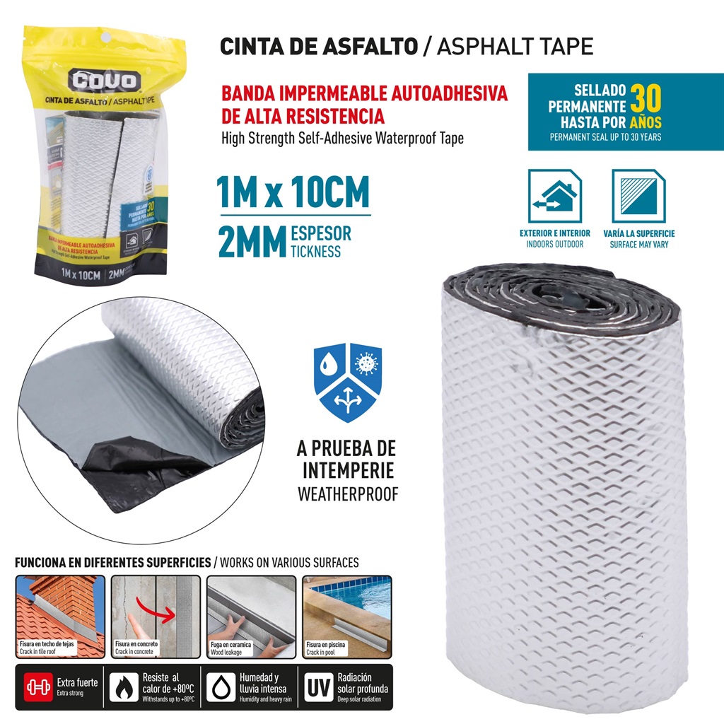 MANTO ADHESIVO ASFALTICO 10CM x 1 MTS COVO 10-395