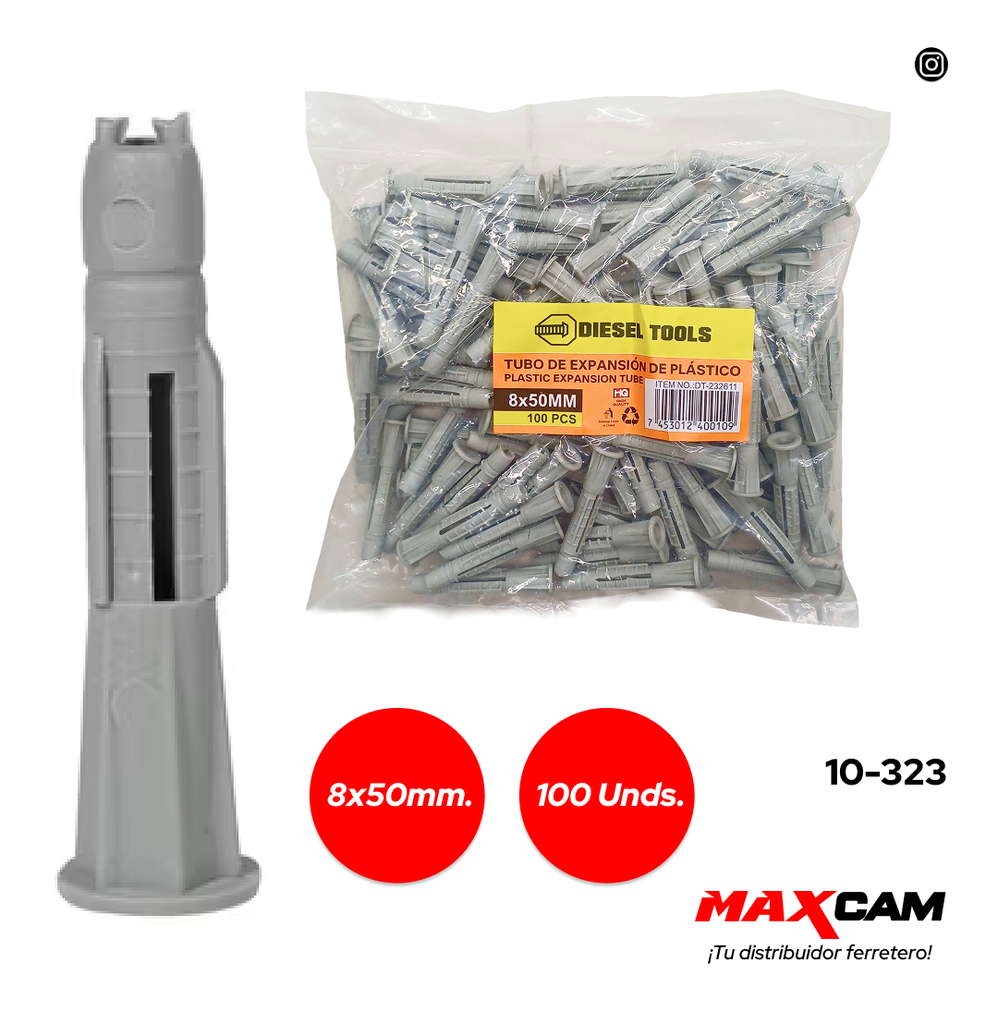 RAMPLUG PLAST GRIS 8x50MM x 100 PCS DIESEL T 10-323