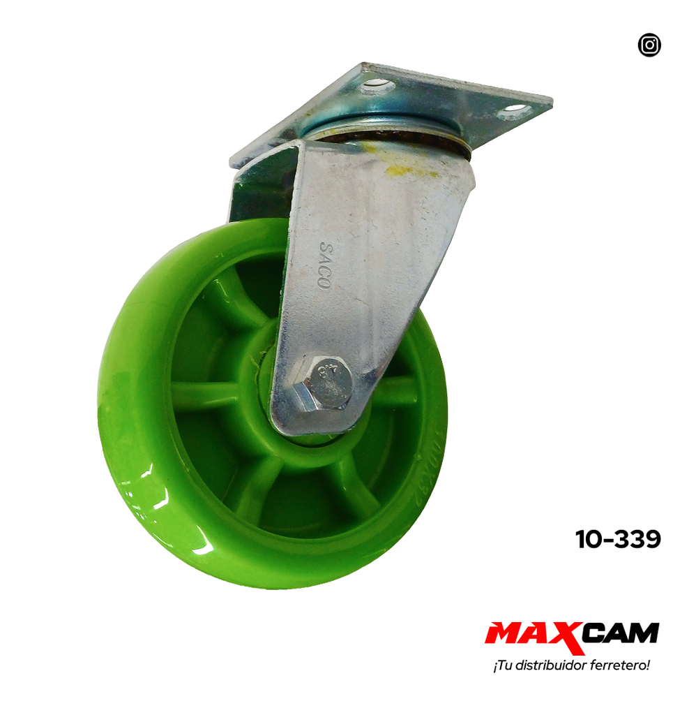 RUEDA GIRATORIA VERDE 4" 10-339