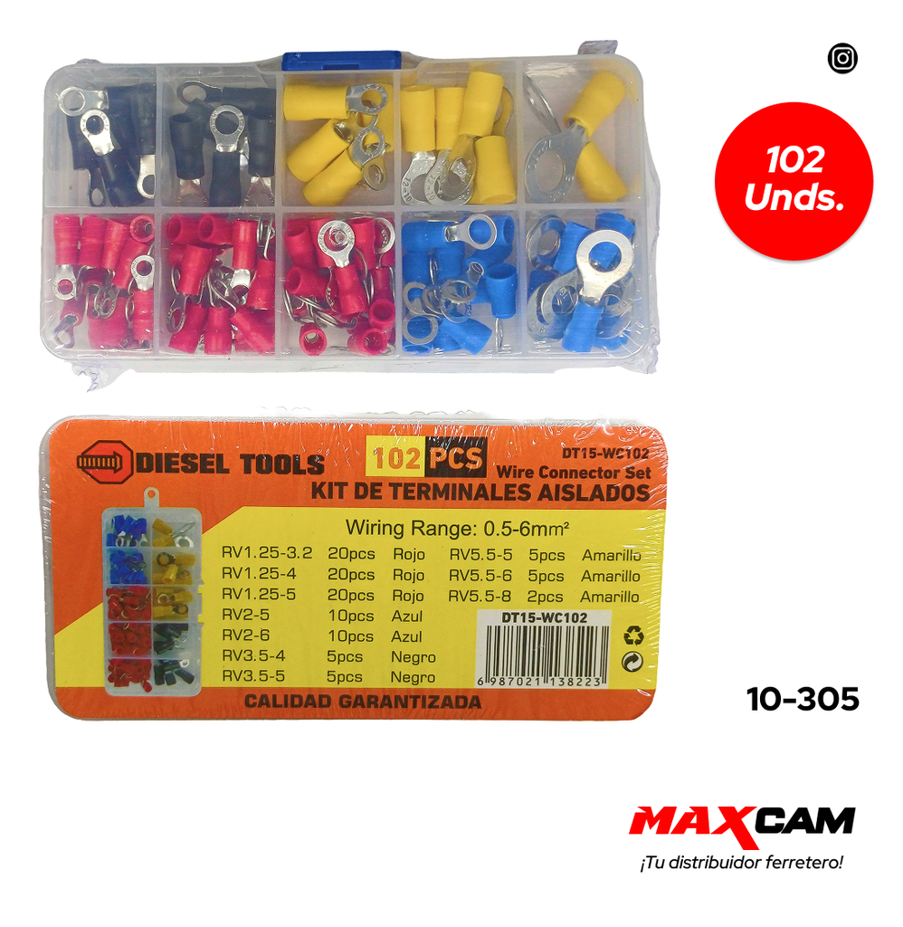 SET TERMINAL AISLADOS 102 PCS DIESEL TOOLS 10-305
