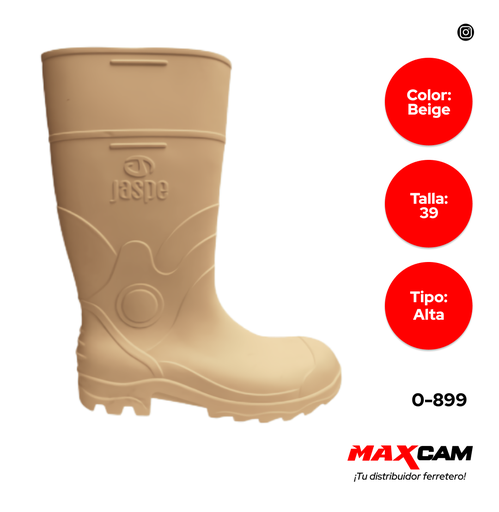 [0-899] BOTA DE PLASTICO BEIGE ALTA NRO 39 JASPE 0-899