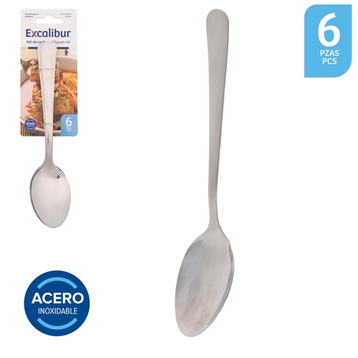 [10-521] CUCHARA ACERO INOX x 6PCS EXCALIBUR 10-521