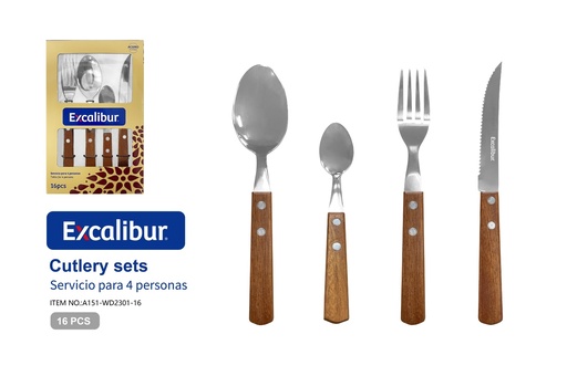 [10-501] JUEGO DE CUBIERTOS x 16 UNID EXCALIBUR 10-501