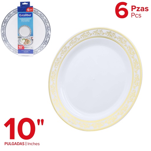 [10-509] PLATO REDONDO PLAST 10" x 6 PCS EXCALIBUR 10-509