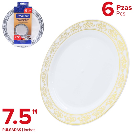 [10-524] PLATO REDONDO PLAST 7.5" x 6 PCS EXCALIBUR 10-524