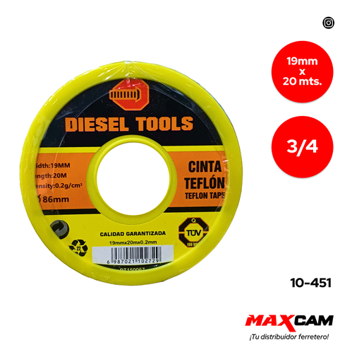 [10-451] TEFLON PROFESIONAL 3/4 x 20MTS DIESEL TOOL 10-451