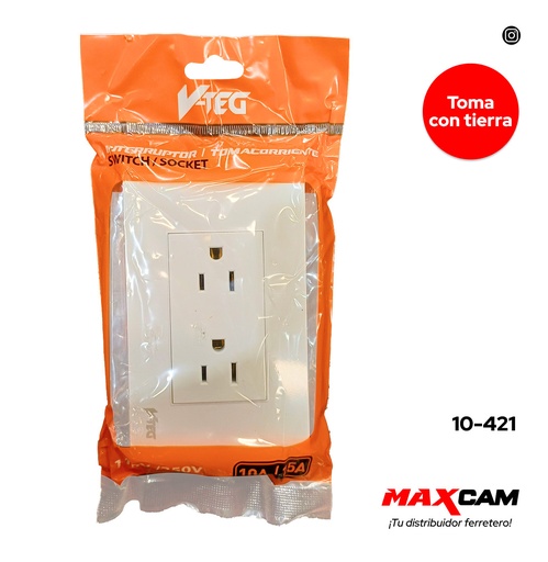 [10-421] TOMA DOBLE C/TIERRA BLANCA V-TEG 10-421