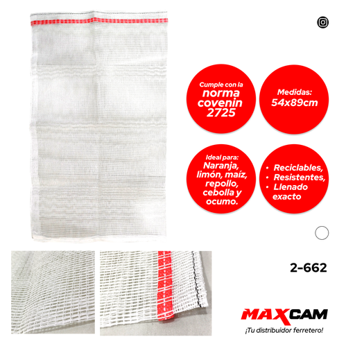 [2-662] SACO PP AGRICOLA BLANCO 54x89 x 100 UNID 2-662