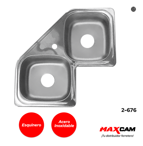 [2-676] FREGADERO DOBLE A INOX ESQUINERO FANAINOX 2-676