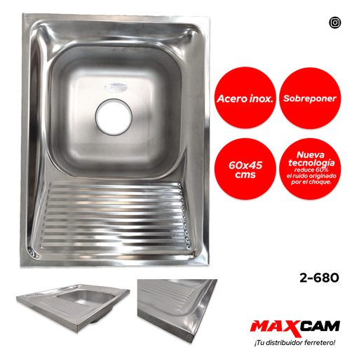 [2-680] BATEA A INOX C/ESCURR 60X45CM FANAINOX 2-680