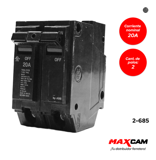 [2-685] BREAKER PARA EMPOTRAR 2 X 20 AMP. G.E 2-685