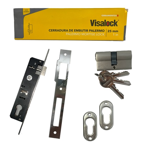[2-688] CERRADURA EMBUTIR DE SEGURIDAD 16MM CIL 54MM VISALOCK 2-688