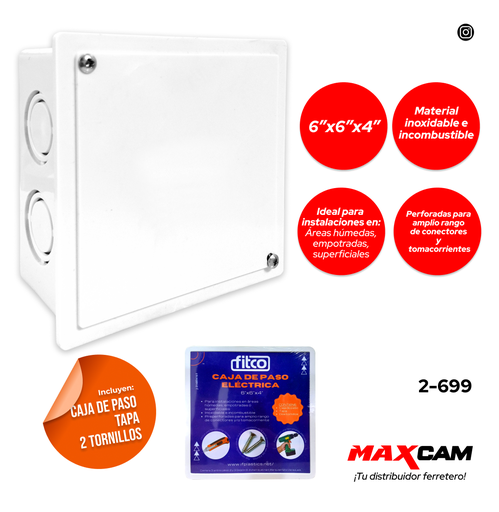 [2-699] CAJA DE PASO PLAST 6X6 C/TAPA FITCO 2-699