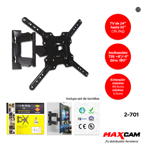 [2-701] SOPORTE PARA TV MOVIBLE 24-55" PICKENS 2-701