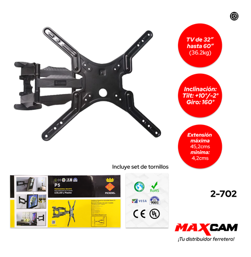 [2-702] SOPORTE PARA TV MOVIBLE 32-60" PICKENS 2-702