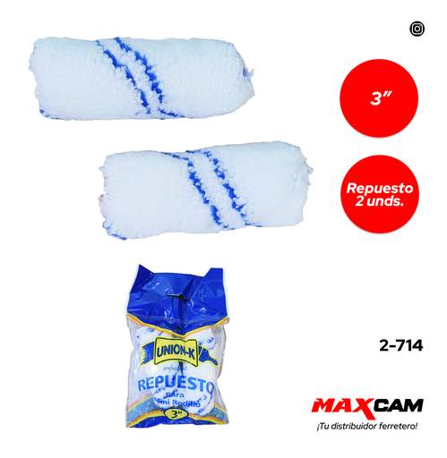 [2-714] REPUESTO MINI RODILLO 3" (PAR) UNION K 2-714