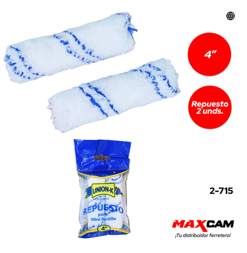 [2-715] REPUESTO MINI RODILLO 4" (PAR) UNION K 2-715