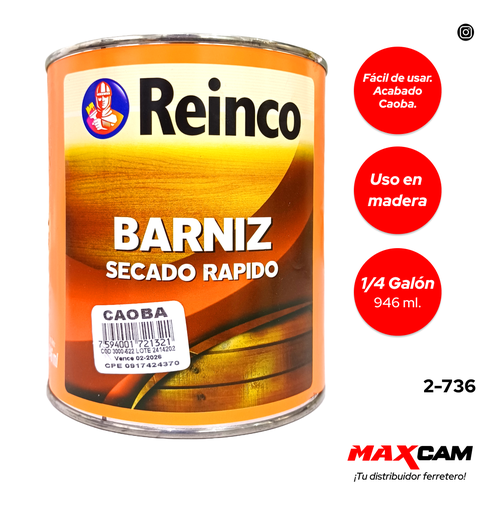 [2-736] BARNIZ CAOBA x 1/4 REINCO 2-736
