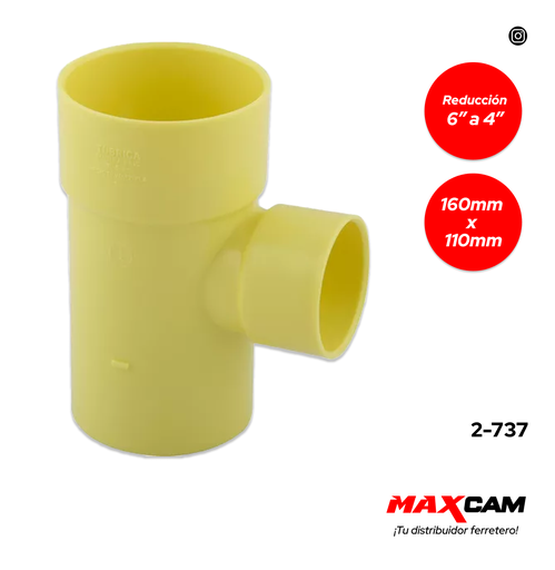 [2-737] TEE REDUC AN 160MM x 110MM TUBRICA 6" A 4" 2-737