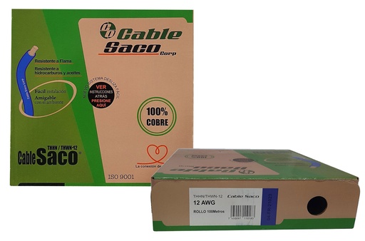 [3-276] CABLE THHN 12 AZUL x 100MTS 100% COBRE SACO 3-276