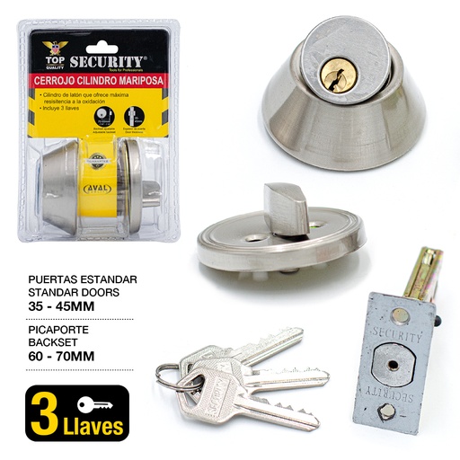 [3-362] CERROJO LLAVE/MARIPOSA SECURITY S/S 3-362