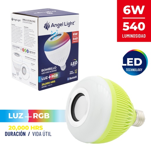 [3-419] BOMBILLO LED CORNETA BLUETOOH C/CONTROL 6W 3-419