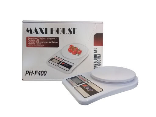 [3-441] PESO DIGITAL BLANCO COCINA 7KG MAXIHOUSE 3-441