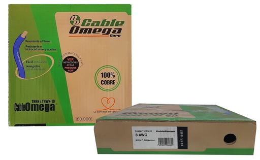 [3-464] CABLE THHN 8 NEGRO x 100MTS 100% COBRE SACO 3-464