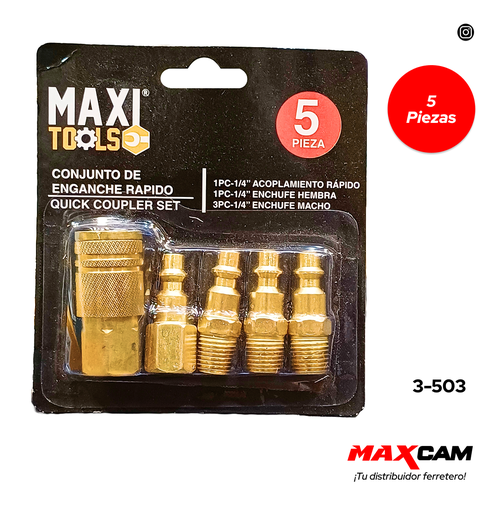 [3-503] ACOPLES P/COMPRESOR 5 PIEZAS BRONCE AIR TOOL 3-503