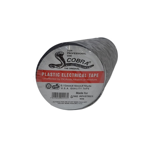 [3-514] TEIPE COBRA NEGRO 3/4 X 10 MTS IMPORTADO 3-514