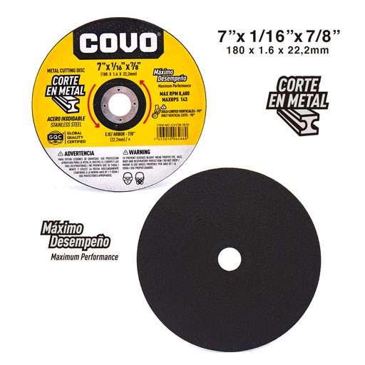 [3-562] DISCO C/METAL FINO 7" x 1/16" COVO (PLANO) 3-562