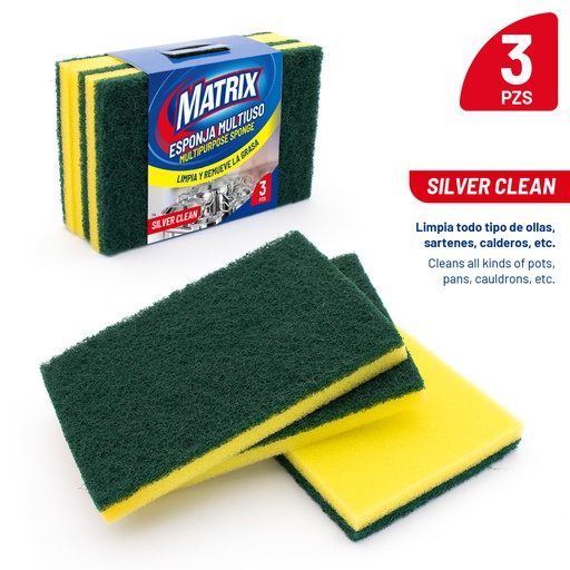 [3-651] ESPONJA DE FREGAR DOBLE USO x3 UND MATRIX 3-651