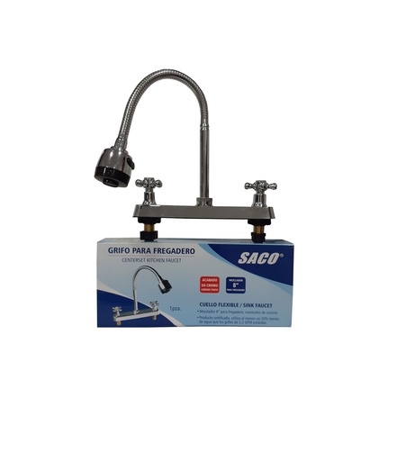 [3-661] LLAVE FREGADERO DOBLE FLEXIBLE 8" SACO 3-661
