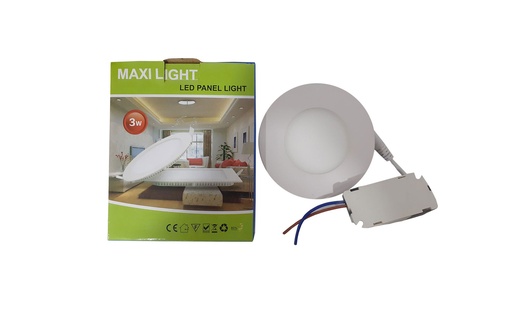 [3-665] PANEL LED EMPOTRAR REDONDA 3W MAXI LIGHT 3-665