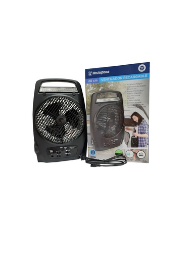 [3-669] VENTILADOR RECARGABLE 8" WESTINGHOUSE NEGRO 3-669