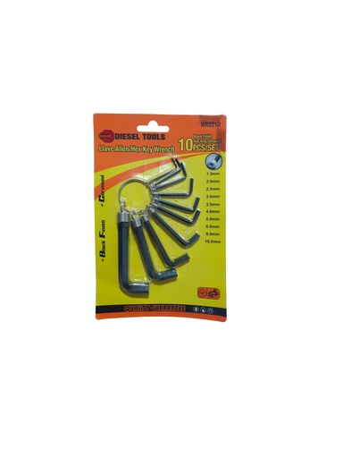 [3-773] LLAVE ALLEN 10 PCS MILIMETRICA DIESEL TOOL 3-773