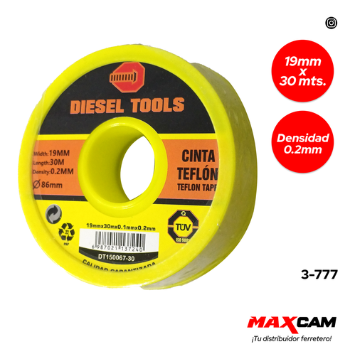 [3-777] TEFLON PROFESIONAL 3/4 x 30MTS DIESEL TOOL 3-777