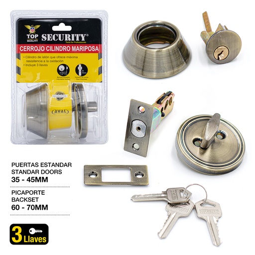 [3-796] [3-796] CERROJO LLAVE/MARIPOSA SECURITY BRONCE A/B 3-796