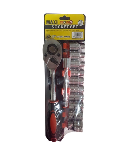 [3-944] JUEGO DADOS C/RACHET GOMA 1/2" 12PCS 3-944
