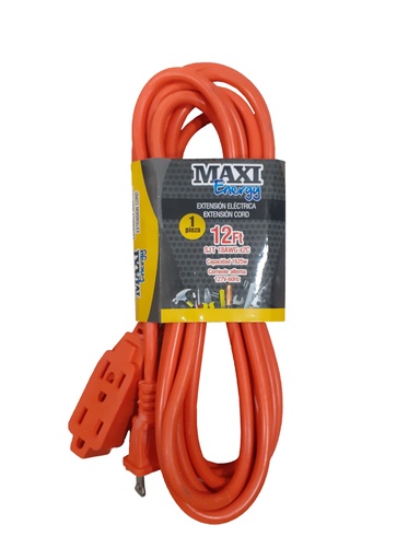 [3-952] EXTENSION ELECTRICA 2x18 NARANJA 12FT MAXI EN 3-952