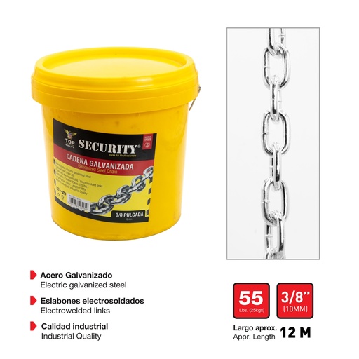 [4-004] CADENA GALVANIZADA x 3/8 SECURITY x 25KG 4-004