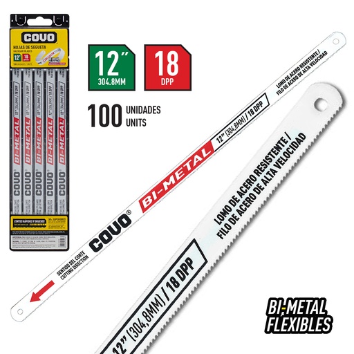 [4-019] HOJA SEGUETA 12" 18TPI x 100 UNID COVO 4-019