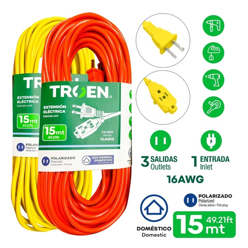 [4-023] EXTENSION ELECTRICA 2x16  15MTS TROEN 4-023