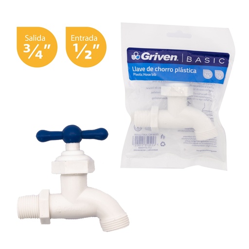 [4-124] LLAVE CHORRO PVC BLANCA GRIVEN 4-124