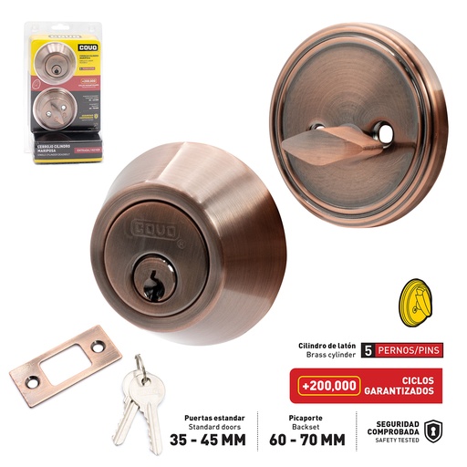 [4-138] [4-138] CERROJO LLAVE/MARIPOSA COBRE COVO 4-138