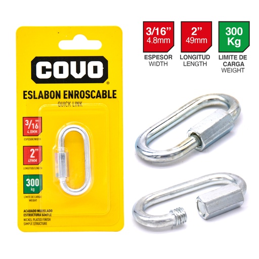 [4-143] ESLABON ENROSCABLE 3/16 x 2" COVO 4-143